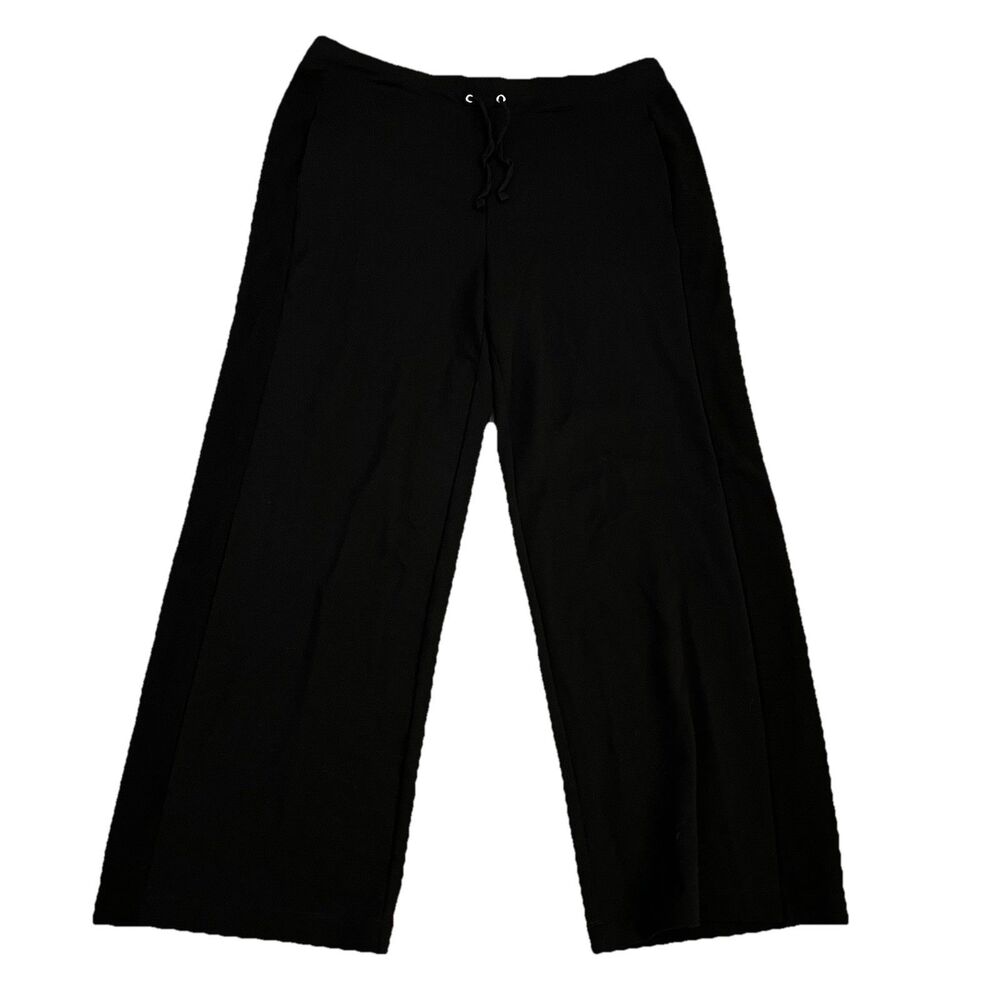 Chicos Weekend Pants 2 Black Wide Leg Pull On Athleisure